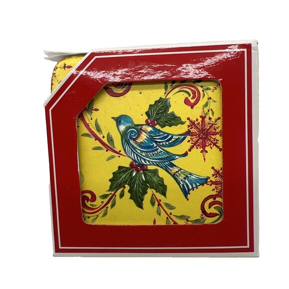 New 4 Coldwater Creek Holiday Collection HOLLY BIRD COASTERS Rustic Christmas - Picture 13 of 15